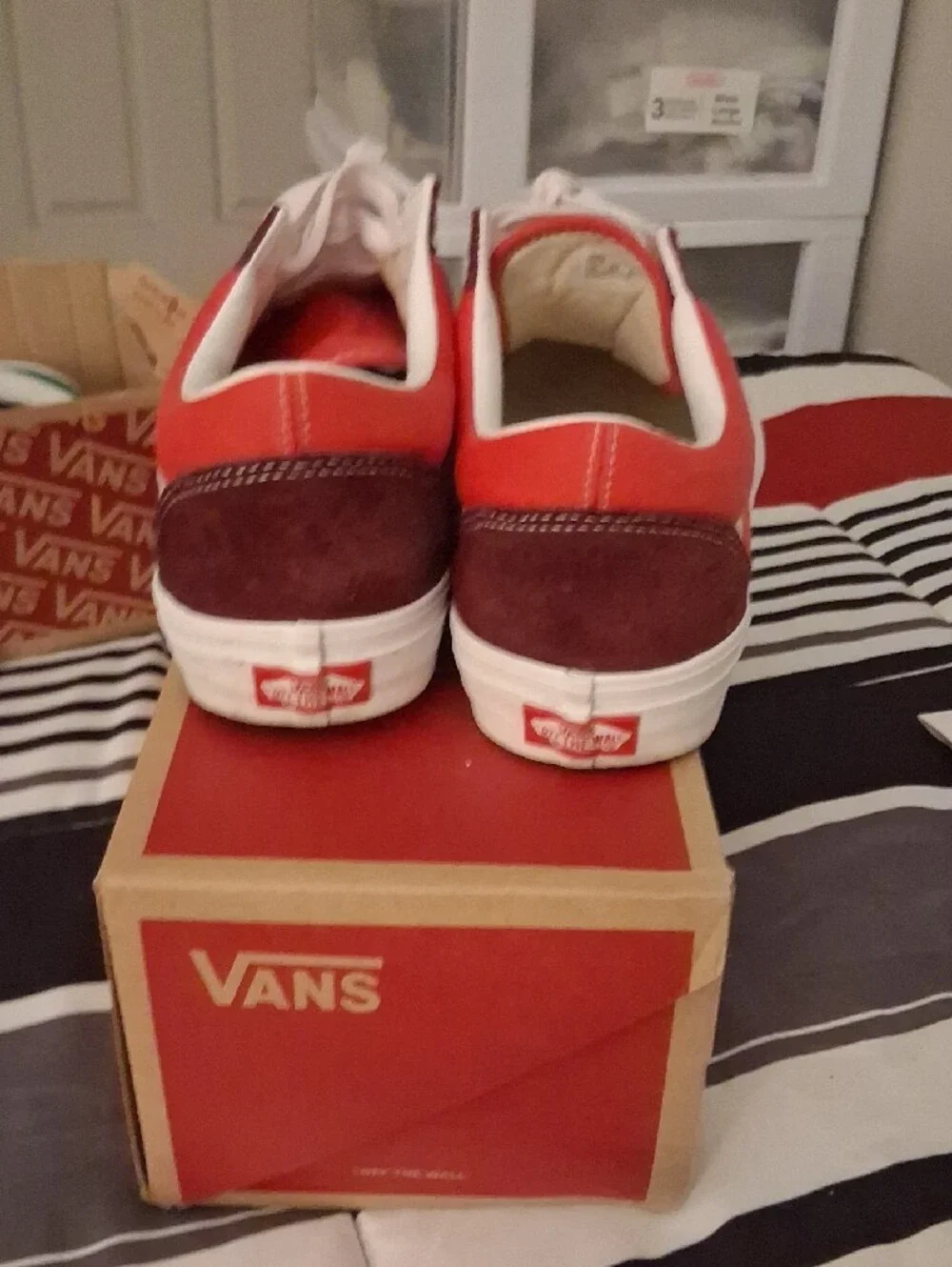 Vans Old Skool Sneakers - Red & Burgundy with White Stripe